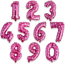 40" Giant Foil Number Balloons - Pink With White Hearts