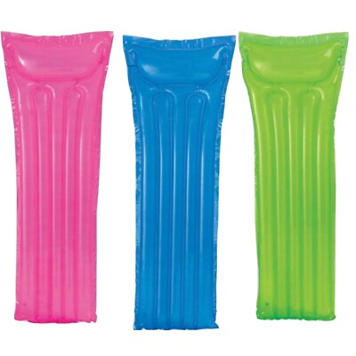 3 Pack Intex Transparent Inflatable Mat Floating Pool Lounge Pink, Green & Blue
