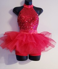 Weissman Girls Dancewear SZ: 12/14 Red Sequins No Labels, See Measurements Pl