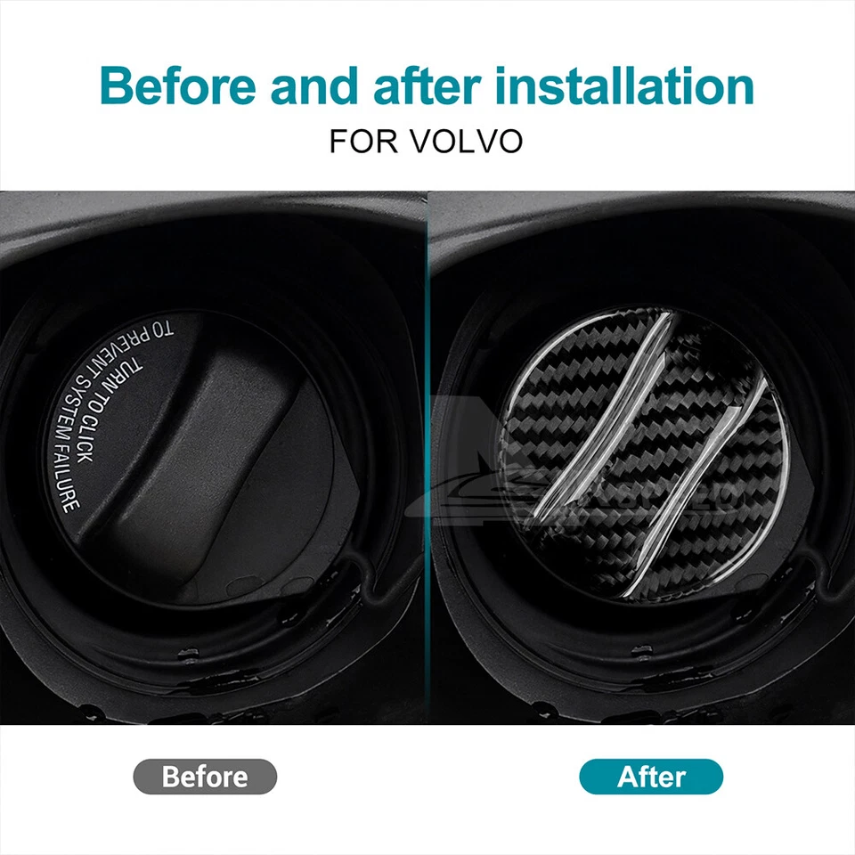 REAL Carbon Fiber Black Fuel Gas Tank Cap Cover For Volvo 444 445 544 7300 740 - Image 2 of 4