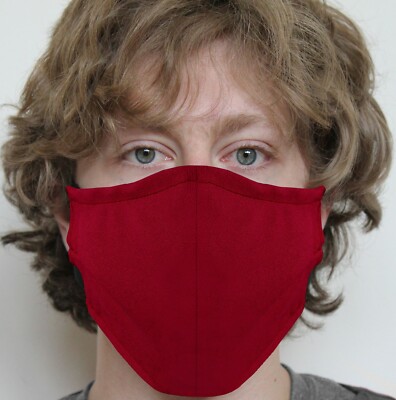WASHABLE Two Layer Face Mask Reusable ~ Red ~ Made in U.S.A. - FAST SHIP