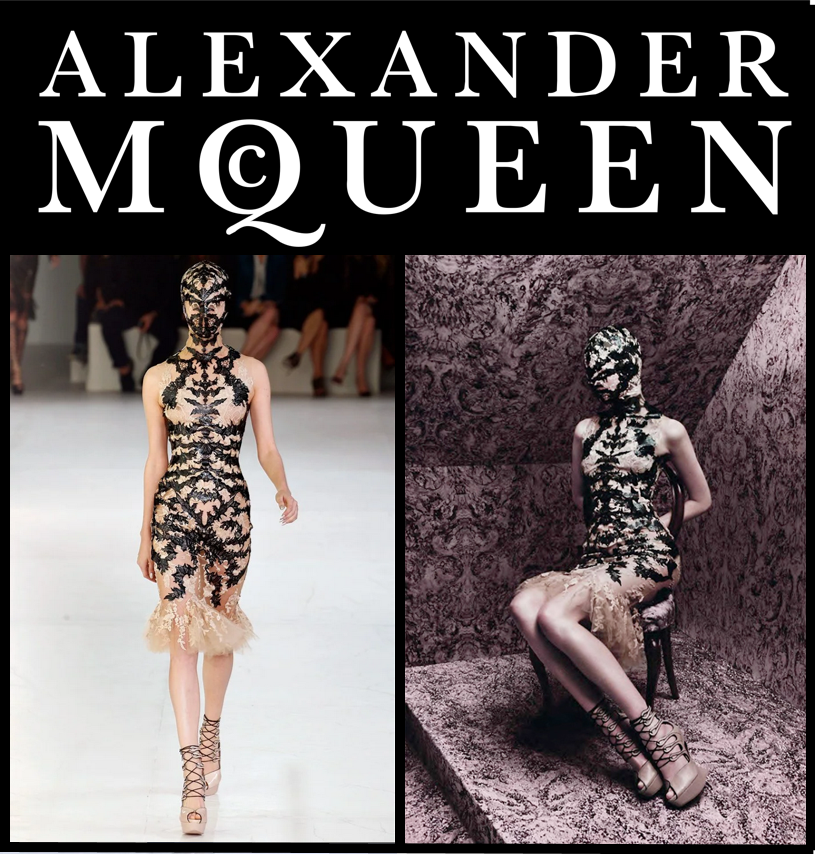 Alexander Mcqueen Lace Silk Neptun Runway Couture Medium Blue 