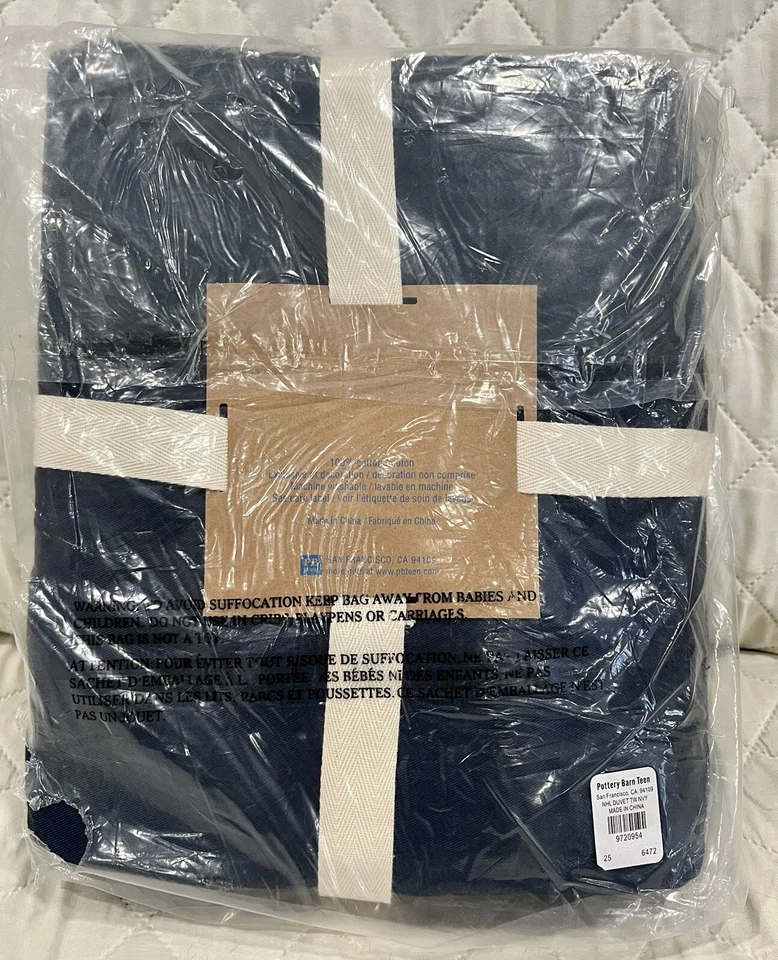 Funda nórdica Pottery Barn Washington Capitals Parche NHL gorras gemelas de hockey azul marino Foto 2 de 2