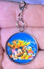 Silver Mickey Minnie Mouse Friends Charm Zipper Pull Keychain Add On Clip