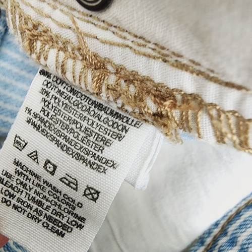 Free People Shorts Blue & White Striped Jean Denim Lace Trim Women's Size 27 - Picture 4 of 6