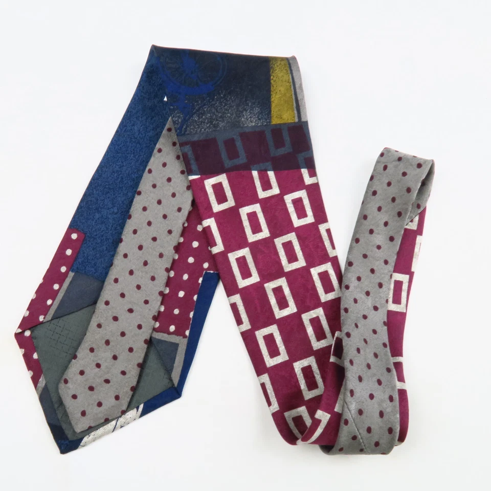 Vintage Road Signs Polka Dots Transportation Traffic Stop Mens Neck Tie 56x4 RWB - Image 4 of 4