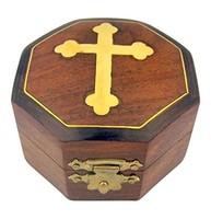 Brown Wood Rosary Jewelry Keepsake Treasure Box With Gold Budded Cross, New, Fre on sale Brown Wood Rosary Jewelry Keepsake Treasure Box With Gold Budded Cross, New, Fre on sale