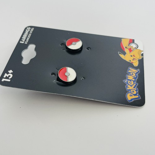 1 Pair Pokemon Ball PokeBall Stud Cute Earrings Stainless Steel - Picture 3 of 5
