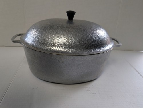 Club Hammered Aluminum 12" Dutch Oven VTG Roaster Pan with Drip Drop Lid 12x9 - Picture 3 of 9