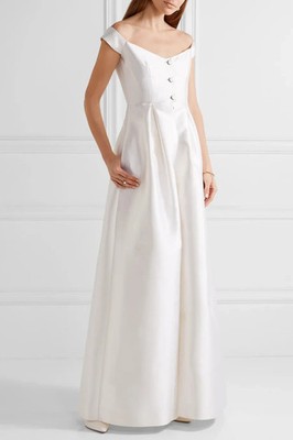 Gabriela Hearst $ 3695 Tituba elfenbein Seide & Wolle Brautkleid Maxikleid UK 6 neu mit Etikett