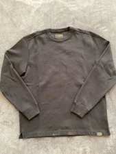 Filson Waffle Knit Long Sleeve Thermal Shirt Mens Size L Black Heavy Crewneck