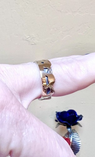 WONDERFUL Native American 14 Kt. Yellow Gold, Sterling Silver Fetish Animal Ring - Picture 6 of 16