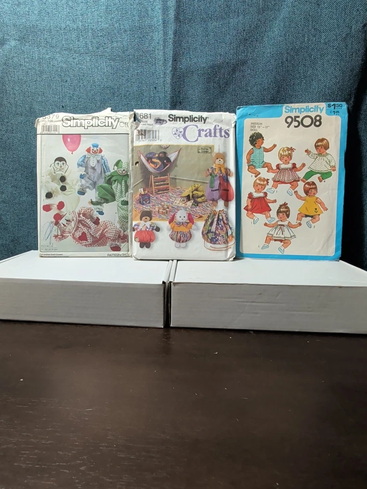 VTG 5 Simplicity Sewing Patterns Doll Clothes, Clowns, Baby & Toddler Dress Cut - Image 4 of 4