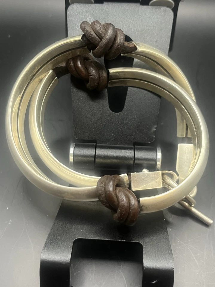Arnold Goldstein Sterling Leather Wrap Bracelet Ralph Lauren Collection - Image 3 of 3