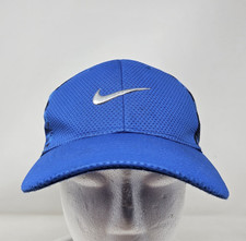 Nike Hat Cap Snap Back Child Blue Black Athletic Mesh Print Youth Kids Swoosh