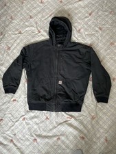 Carhartt Full Swing Hooded Jacket Black Sz XL Fleece Lined Zippers Men Used