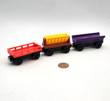 Thomas Friends Wooden Railway Train Tank Cement Red Barrel Car Lot x3 No Cargo