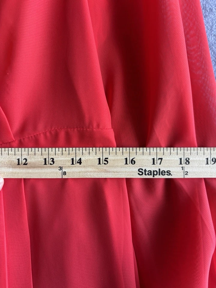 Vestido Jessica Simpson Rojo Manga Larga Cuello en V Plisado Talla 8 Foto 4 de 4