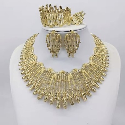 Afrikanischer Schmuck 18k italienisch vergoldet Schmuckset Damen Hochzeit Braut