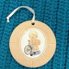 Vtg Precious Moments Round Basketball Shaped Ornament 