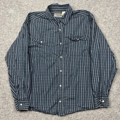 Route 66 Double Front Pocket Button Shirt Men s 2XL Blue Plaid