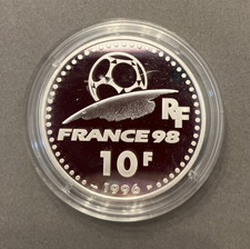 1996 France 10 Francs Silver Coin, .900 Ag, 22.2g, 1998 World Cup Soccer Horse