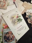 ANTIQUE SCRAPBOOK OLD VALENTINES VICTORIAN DIE CUTS POST CARDS DOGS ANGELS BIRDS — photo 5