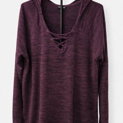 Torrid Maroon Lace Up Pullover Hoodie Sweatshirt Plus Size 2X