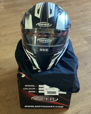 Viper RSV75 Stinger Full Face Helmet Dual Visor Black White Size XL