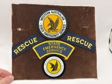 Old Vintage WESTERN AUSTRALIAN STATE EMERGENCY SERVICE Patch Lot Board
