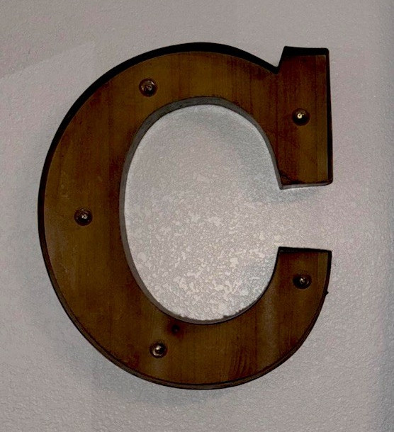 Metal Letter C Wall Mounted Decor Plaque Sign, Bronze Metallic Finish Large