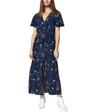 Sanctuary Clothing Womens Button Front Maxi A-line Dress, Blue, X-Small