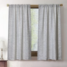 Faux Linen Kitchen Curtains 45 Inch Length Cafe Curtain Tiers for Living Room...