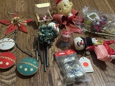 Vintage Christmas Craft Lot Chimes Elf Mercury Bells Crafting