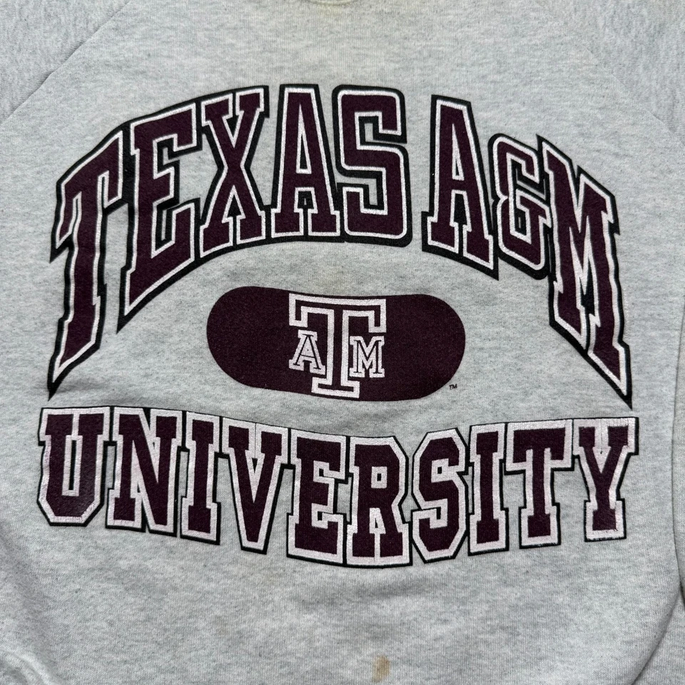 Sudadera De Colección Años 90 Texas A&M Universidad Brezo Cuello Redondo Hecha en EE. UU. Talla Grande Foto 2 de 4