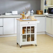 27" Rolling Kitchen Island Cart Storage Cabinet Trolley Towel Rack w/ Drawer