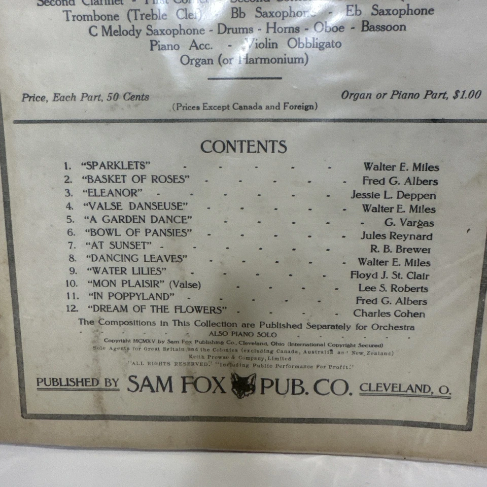 Sam Fox Library Orchestra Folio No.1 Antique Sheet Music Book 1915 - Image 3 of 3