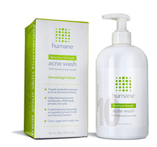 Humane 10 Benzoyl Peroxide Acne Wash  Face  Body Treatment, 16 Fl Oz