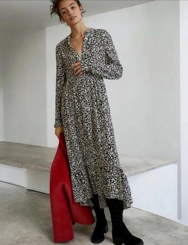 MARE MARE X ANTHROPOLOGIE Lynda Leopard Print Bohemian Maxi Dress Sz M