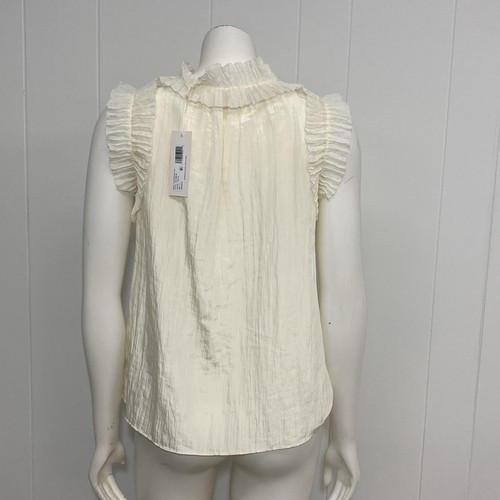 Rebecca Taylor Top S Poly Blend Pleated Ruffled Silk Pullover Sleeveless NWT - Picture 4 of 13