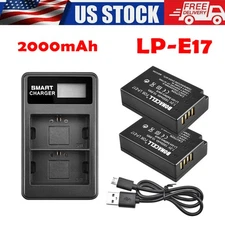 LP-E17 2X Battery+LCD Dual Charger For Canon EOS M3 M5 77D 750D Rebel T6i T8I