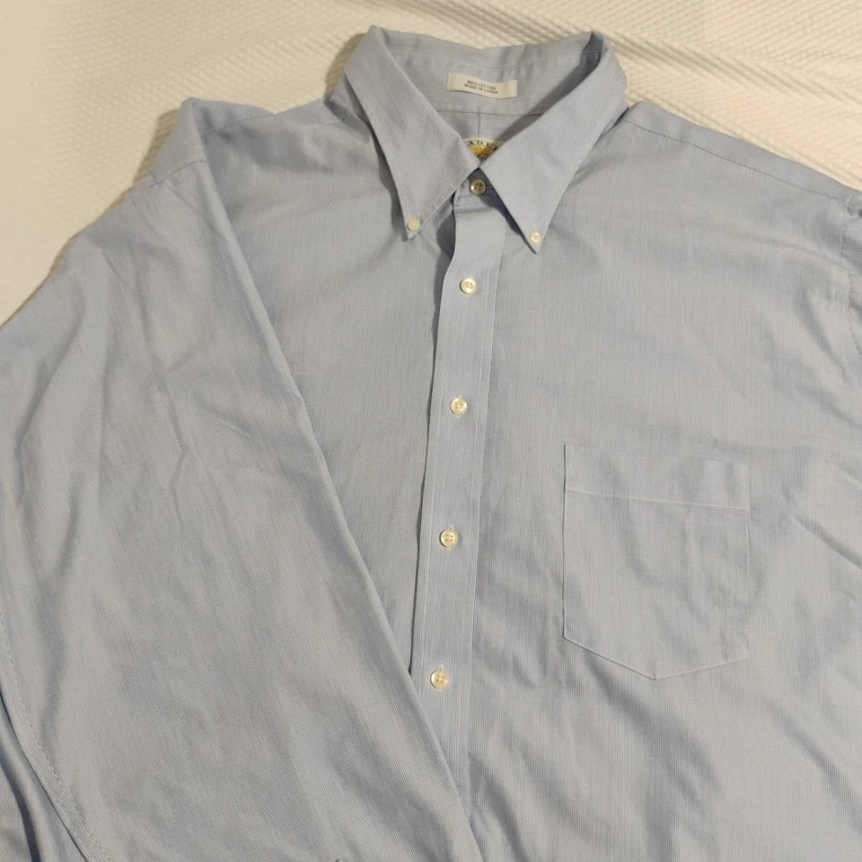 Camisa Eagle Shirtmakers azul sarja tecido azul não ferro 19 altura X 37/38 - Imagem 2 de 4