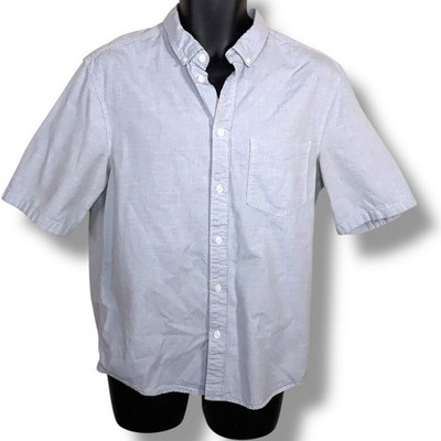 short sleeve dress shirt h&m Medium Divided By H&M Light Blue Cotton Button Up Short Sleeve Shirt Mens