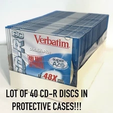 Verbatim CD-R Discs 700MB/80min 48x  40/Pack~40 Blank Discs And 40 Cases LOT
