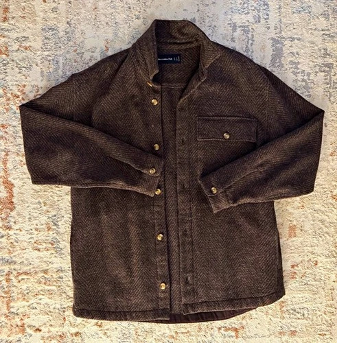 Abercrombie & Fitch Men's Wool Blend Tweed Herringbone Overcoat LT Tall - product listing photo
