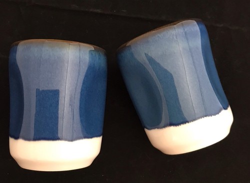 Starbucks 2008 Blue Coffee Espresso Tea Dimpled 8 oz Mugs Set Of 2 - Picture 4 of 6