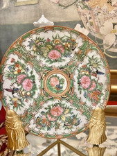 Antique Chinese Rose  Canton Famille Plate, 6 1/4", perfect for Plate Walls