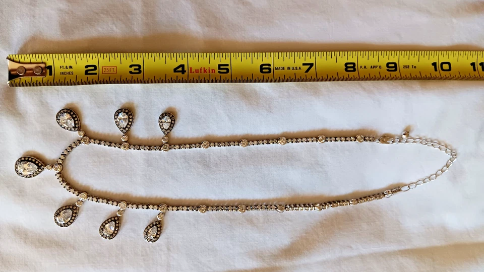 SUZANNE SOMERS? CZ COLAR DE PINGENTE DE LÁGRIMA PRATA? COLAR TOM 17-20" - Imagem 2 de 4