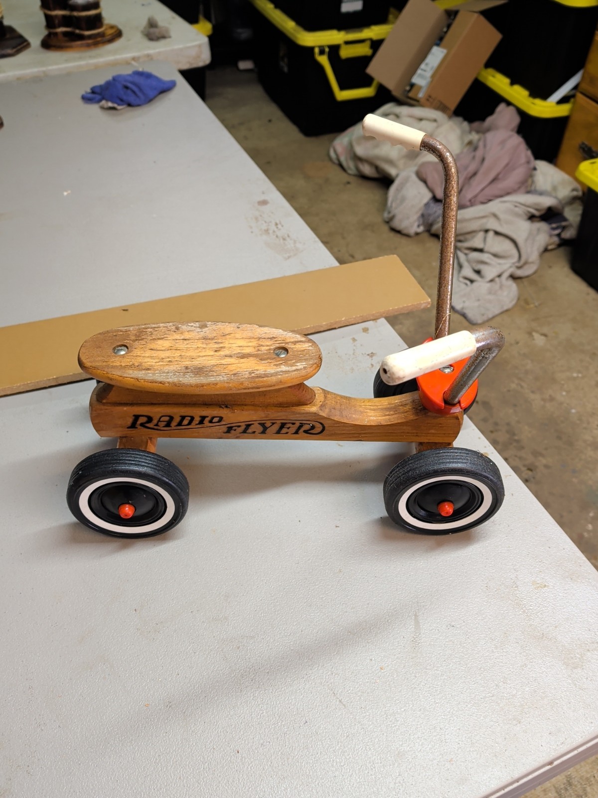 Vintage Radio Flyer Ride Along Wooden Toddler Scooter Hard M