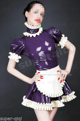 Latex Rubber Sexy Kleid Dress Party Gummi Cosplay Maid uniform Suit XS-XXL - Picture 1 of 4